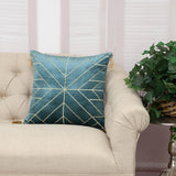 Teal and Gold Geo Velvet Throw Pillow with Gold Tassels