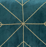 Teal and Gold Geo Velvet Lumbar Pillow with Gold Tassels