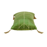 Olive and Gold Geo Velvet Lumbar Pillow with Gold Tassels