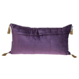 Dark Purple and Gold Geo Velvet Lumbar Pillow with Gold Tassels