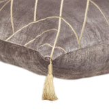 Taupe and Gold Geo Velvet Throw Pillow with Gold Tassels