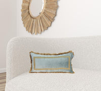 Boho Gray with Gold Fringe Decorative Lumbar Throw Pillow