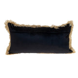 Boho Black with Gold Fringe Decorative Lumbar Throw Pillow