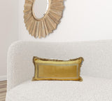 Boho Yellow with Gold Fringe Decorative Lumbar Throw Pillow