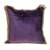 Boho Purple with Gold Fringe Decorative Square Throw Pillow