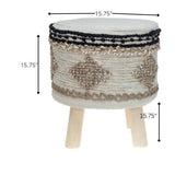 Boho Beige and Black Cotton Jute Stool