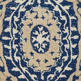 Boho Garland Beige and Navy Blue Decorative Accent Pillow