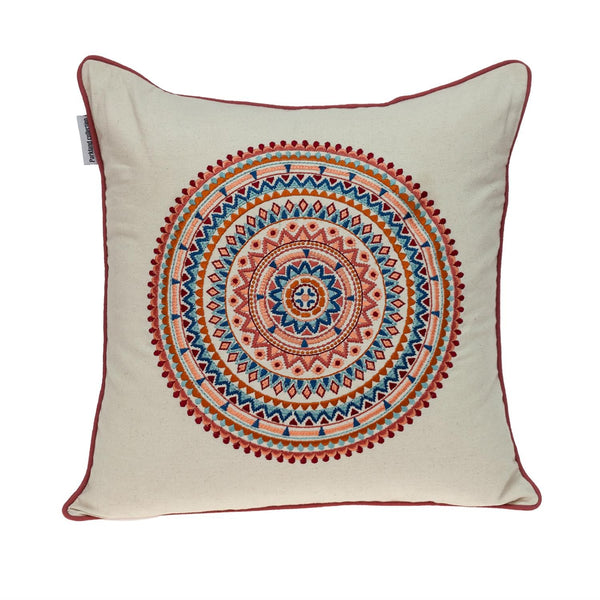 Mandala Embroidered Multicolor Throw Pillow