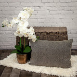Shimmering Gray Beaded Luxury Throw Pillow