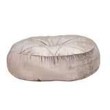 Round Tufted Taupe Velvet Floor Pillow