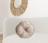 Round Tufted Taupe Velvet Floor Pillow