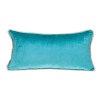 Reversible Royal and Aqua Lumbar Velvet Throw Pillow