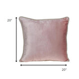 Reversible Ivory and Pink Square Velvet Throw Pillow
