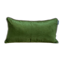 Reversible Blue and Green Lumbar Velvet Throw Pillow