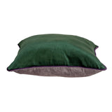 Emerald Green and Taupe Reversible Velvet Throw Pillow