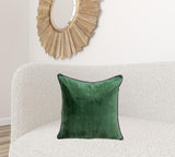 Emerald Green and Taupe Reversible Velvet Throw Pillow