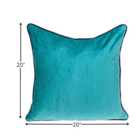 Teal and Gold Reversible Square Velvet Throw Pillow