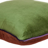Moss Green and Terra Cotta Reversible Velvet Throw Pillow