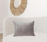 Taupe Quilted Velvet Zig Zag Decorative Lumbar Pillow