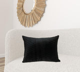Black Quilted Velvet Zig Zag Decorative Lumbar Pillow