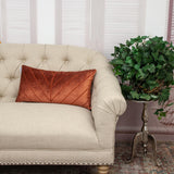 Quilted Velvet Arrows Burnt Orange Decorative Lumbar Pillow