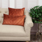 Quilted Velvet Arrows Burnt Orange Decorative Lumbar Pillow