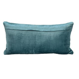 Quilted Teal Velvet Lumbar Throw Pillow