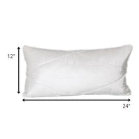 Quilted White Velvet Lumbar Throw Pillow