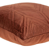 Burnt Orange Quilted Diamonds Velvet Solid Color Throw Pillow