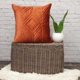 Burnt Orange Quilted Diamonds Velvet Solid Color Throw Pillow