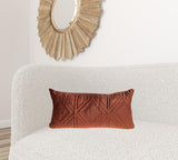 Burnt Orange Quilted Diamonds Velvet Lumbar Pillow