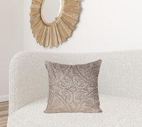 Taupe Quilted Velvet Square Throw Pillow