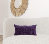 Purple Quilted Velvet Lumbar Throw Pillow