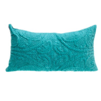 Aqua Quilted Velvet Lumbar Throw Pillow