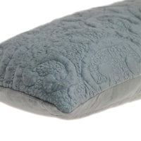 Gray Quilted Velvet Lumbar Throw Pillow