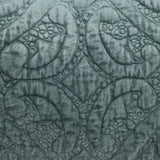 Seafoam Gray Quilted Velvet Lumbar Throw Pillow