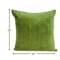 Quilted Velvet Olive Square Throw Pillow