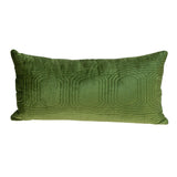 Quilted Velvet Olive Lumbar Throw Pillow