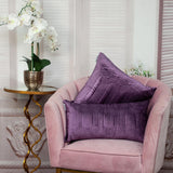 Quilted Velvet Purple Square Throw Pillow