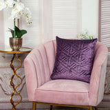 Purple Velvet Quilted Throw Pillow