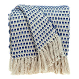 Noble Blue and Biege  Striped Handloomed Throw Blanket