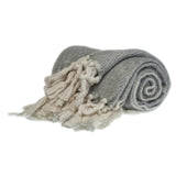 Super Soft Gray and White Chevron Handloomed Mohair Throw Blanket
