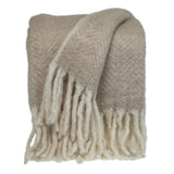 Super Soft Brown and White Chevron Handloomed Mohair Throw Blanket