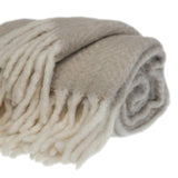 Super Soft Brown and White Chevron Handloomed Mohair Throw Blanket