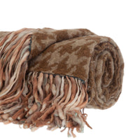 Elegant Brown Houndstooth Handloomed Throw Blanket