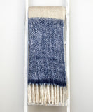 Cozy Indigo and Ivory Chevron Handloomed Throw Blanket