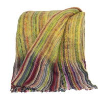Ultra Soft Yellow Striped and Colorful Handloomed Throw Blanket