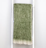 Supreme Soft Green and White Herringbone Handloomed Throw Blanket