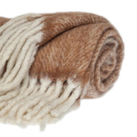 Super Soft Dark Brown and White Chevron Handloomed Mohair Throw Blanket