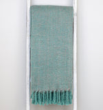 Luxury Aqua and Gray Handloomed Throw Blanket